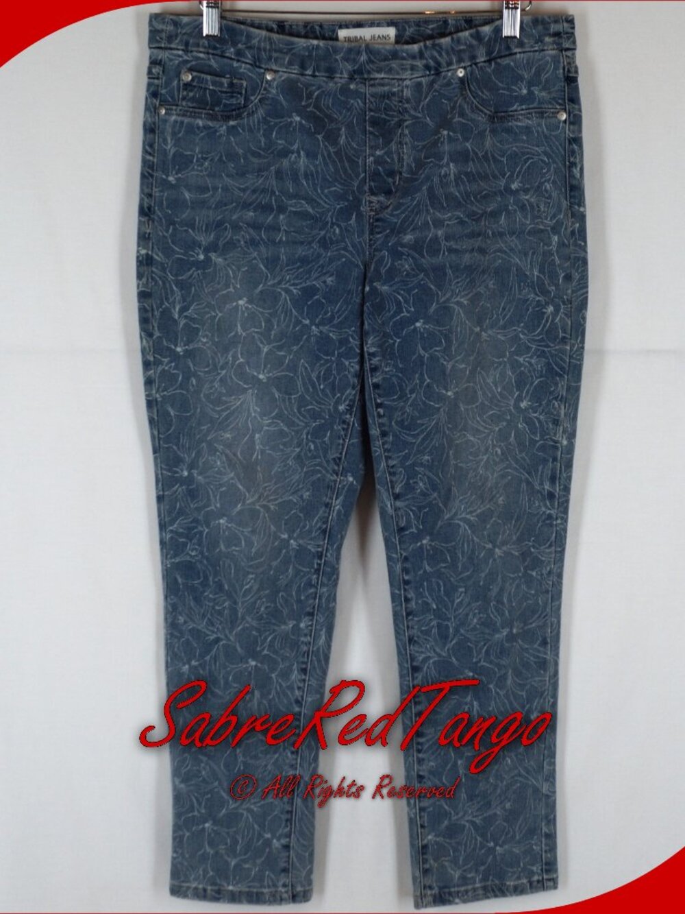 Tribal Jeans Womens Audrey Mid-Rise Slim Ankle Pull-On Stretch Jeans 12 #73330